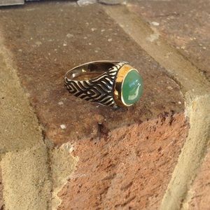 NATURAL GREEN ONYX RING