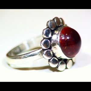 Size: 7.5 .925 Sterling Silver Genuine Amber Ring.