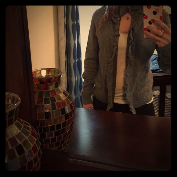 Tory Burch gray ruffle sweater