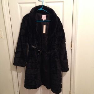 Romeo and Juliet black faux fur coat