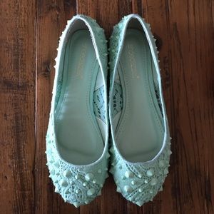 Studded mint green flats