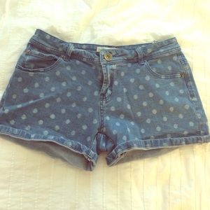 Polka dot denim shorts!!