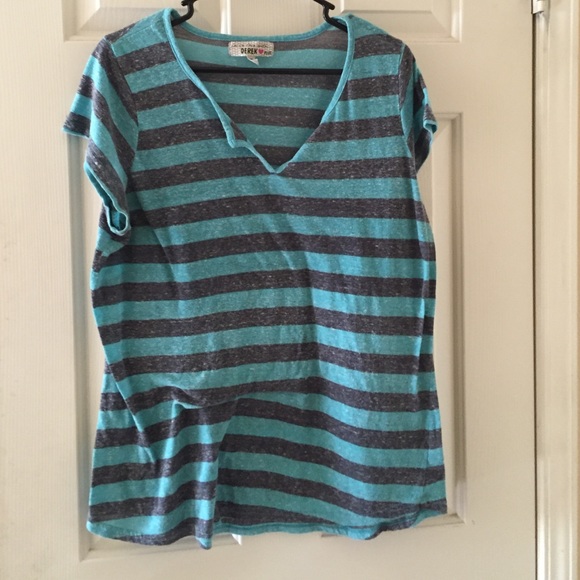Grey and green striped shirt