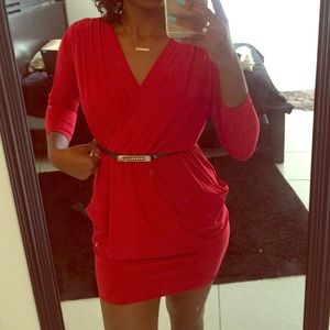 Red and black dresses with belt