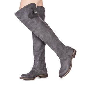 Grey Over-The-Knee Wide-Calf Boots