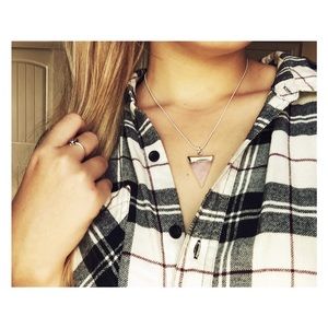 Natural Rose Quartz Triangle Pendant Necklace