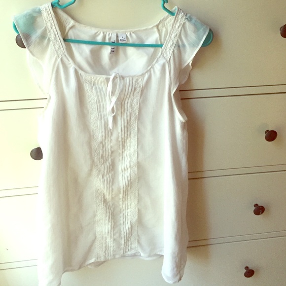 White Chiffon Blouse Lace Detail