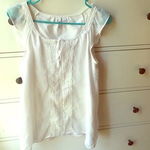 White Chiffon Blouse Lace Detail