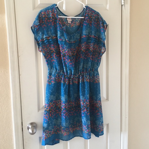 Sheer Blue green dress with flower design
