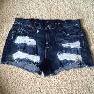 7 For All Mankind high waisted destroyed shorts