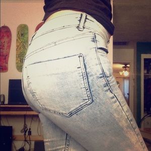 H&M acid washed high waisted skinny jeans