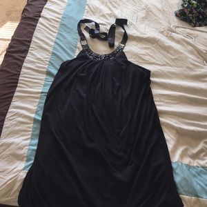 Black bubble dress with black jewel ribbon