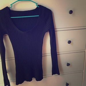 Black Cable Knit Scoop Sweater