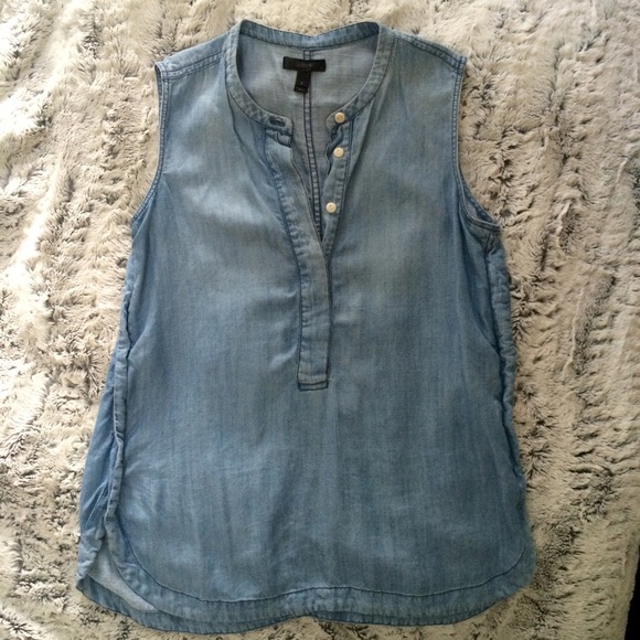 Chambray Sleeveless Drapey Popover