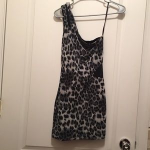 Black and grey cheetah dress with mesh side