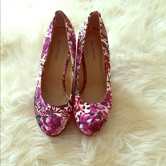 Call it spring floral wedge heels