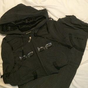 bebe sweatpants and sweatshirt