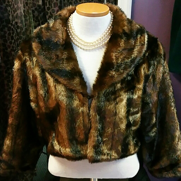 Cejon Jackets & Blazers - Faux Mink jacket w/collar. Size Med.