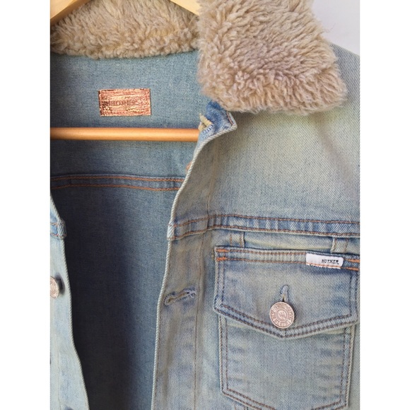 Mother Denim| Shearling Collar Jean Jacket - Picture 3 of 4