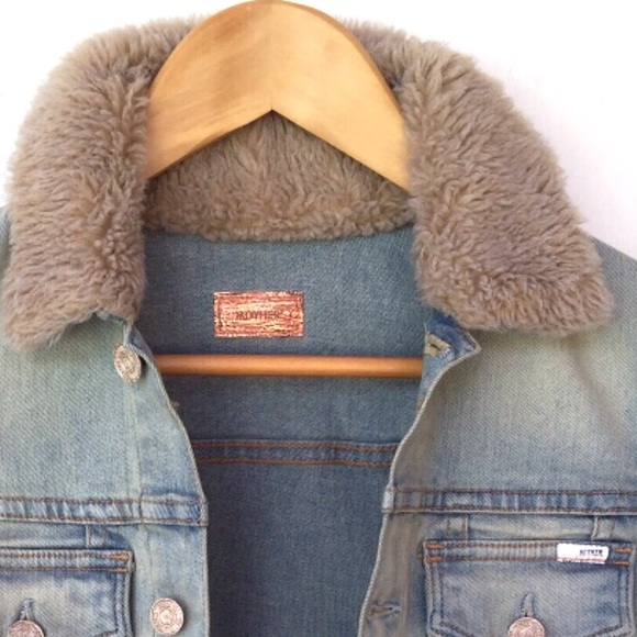 Mother Denim| Shearling Collar Jean Jacket - Picture 4 of 4