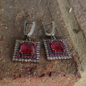 GENUINE RUBY TOPAZ EARRINGS