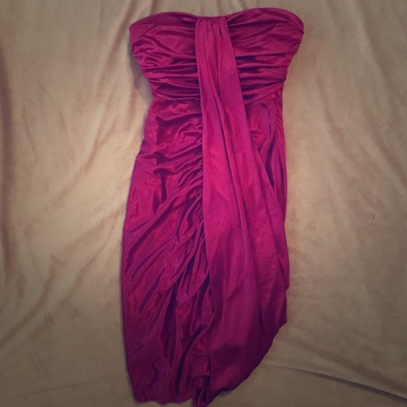 Bebe, elegant strapless dress with sash & low back