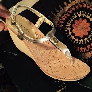 Ralph Lauren Gold Wedges