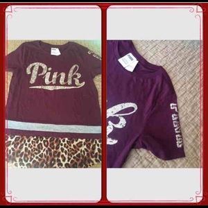 Victoria's Secret PINK New Colorblock Bling Tee
