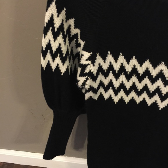 Eternal Sunshine Creations Sweaters - Black and White Sweater with zig zag detail Eternal Sunshine Creations Sweaters - Black and White Sweater with zig zag detail