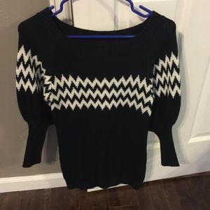 Eternal Sunshine Creations Sweaters - Black and White Sweater with zig zag detail Eternal Sunshine Creations Sweaters - Black and White Sweater with zig zag detail