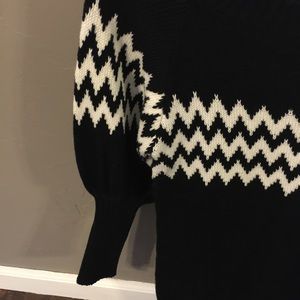 Eternal Sunshine Creations Sweaters - Black and White Sweater with zig zag detail Eternal Sunshine Creations Sweaters - Black and White Sweater with zig zag detail