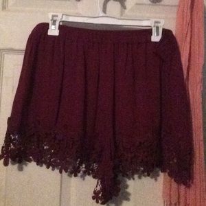 Lace trim shorts