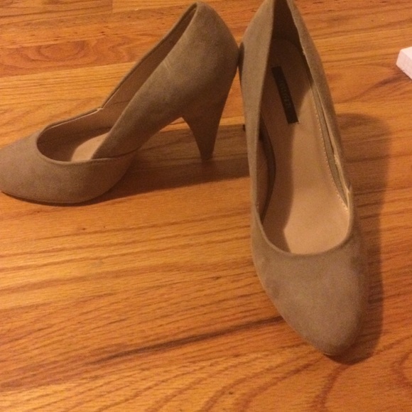 Tan suede heels WORN ONLY ONCE