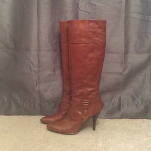 Reduced West Saddle Brown Leather Heeled Boots