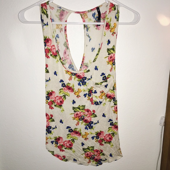 Open back floral tank top