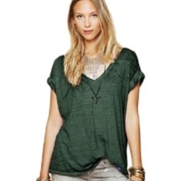 Free people forest green keep me tee