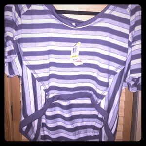 Grey stripe high-low shirt