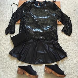 Vintage black sequin top