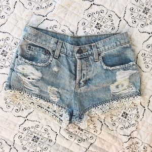 LF Stores CARMAR Denim Shorts with Crochet Detail