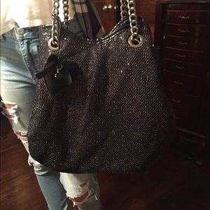 Betsy Johnson sequin black bag like new !