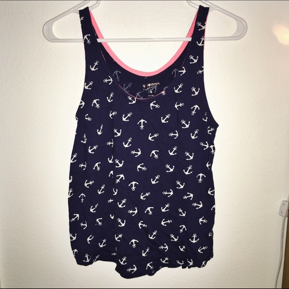 Blue and white anchor tank top