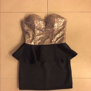 Black and Gold Peplum dress