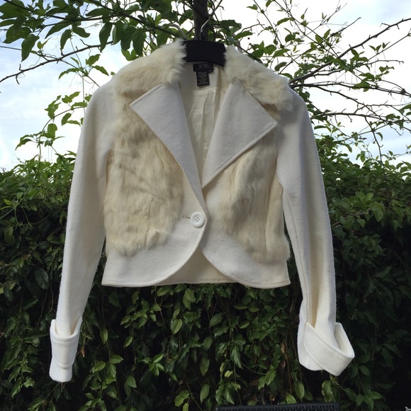 BCBG Fur Jacket Size 2 in Cream