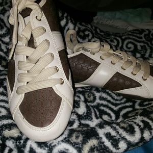 Tan and brown casual sneakers