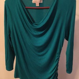 Michael Kors Large Teal, Runched, Studded Top