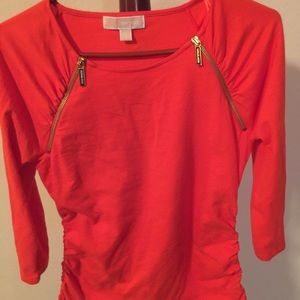 Michael Kors Large Orange 3/4 Sleeve Top