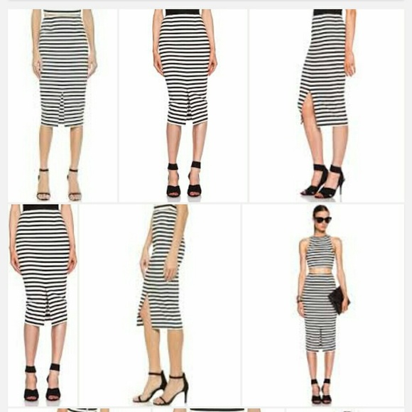 Nicholas Monaco Stripe Pencil Skirt Black/White