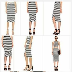 Nicholas Monaco Stripe Pencil Skirt Black/White