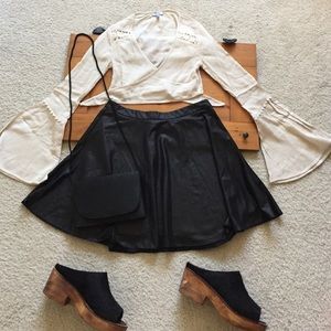 Black pleather skater skirt