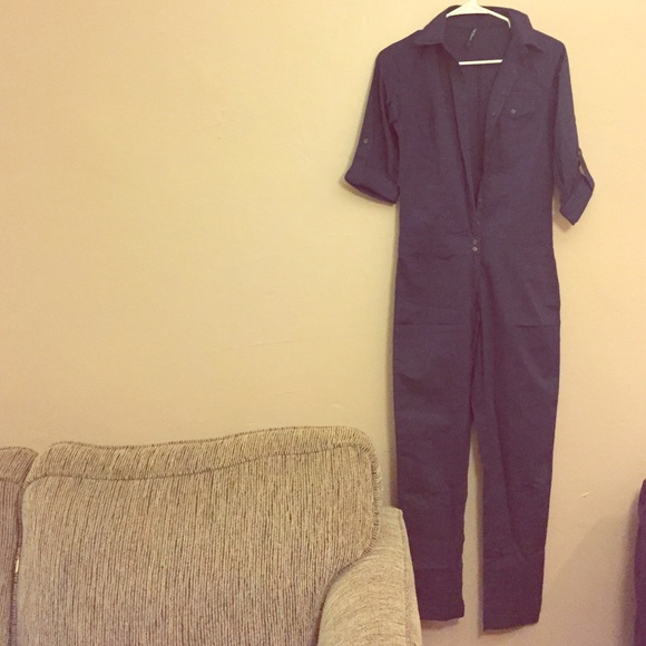 Navy Blue Cotton JumpSuit